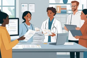 Personnes discutant des options d'assurance santé et de couverture médicale