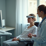 Salle de consultation moderne avec patient et docteur pour stimulation cérébrale
