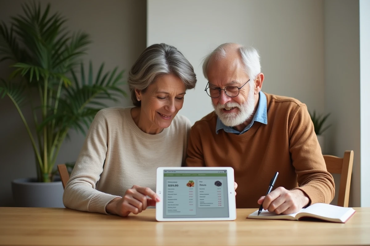 Couple comparant les tarifs et avis du programme Comme J'aime sur une tablette numérique à la maison