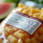 Etiquette nutrition sur un emballage alimentaire avec calories et kilojoules