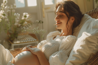 Huile de massage apaisante pour femmes enceintes en pleine détente