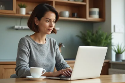 Femme utilisant son ordinateur pour une consultation médicale