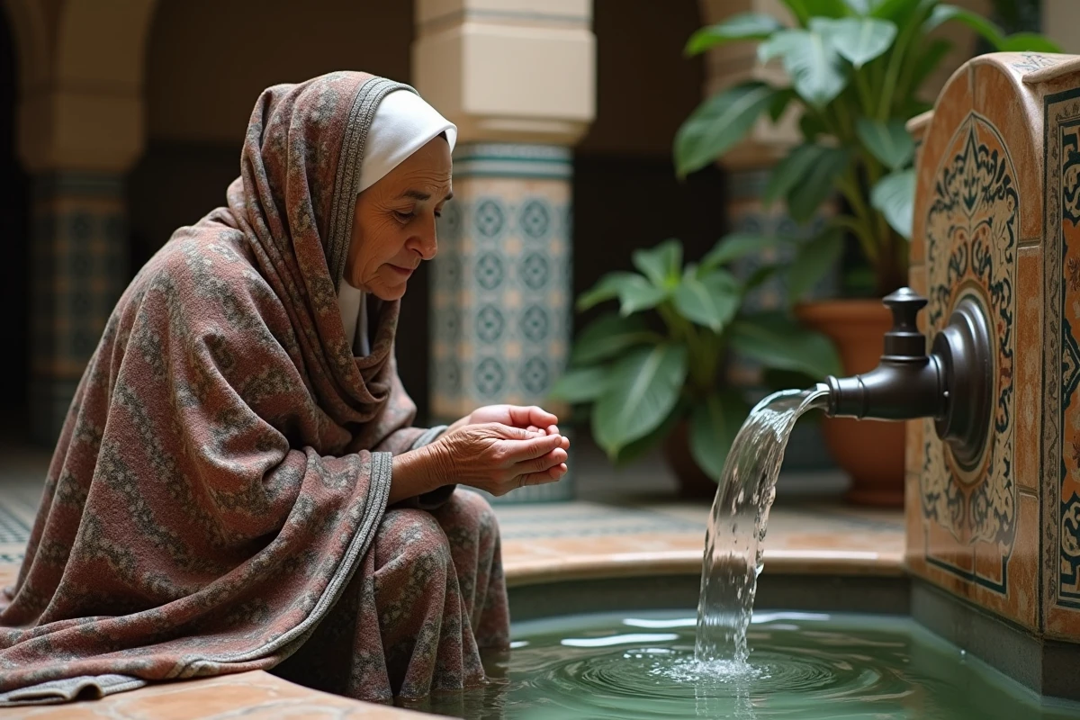 Femme musulmane âgée priant près d