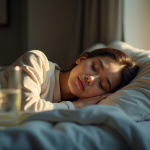 Jeune femme dormant paisiblement dans une chambre lumineuse