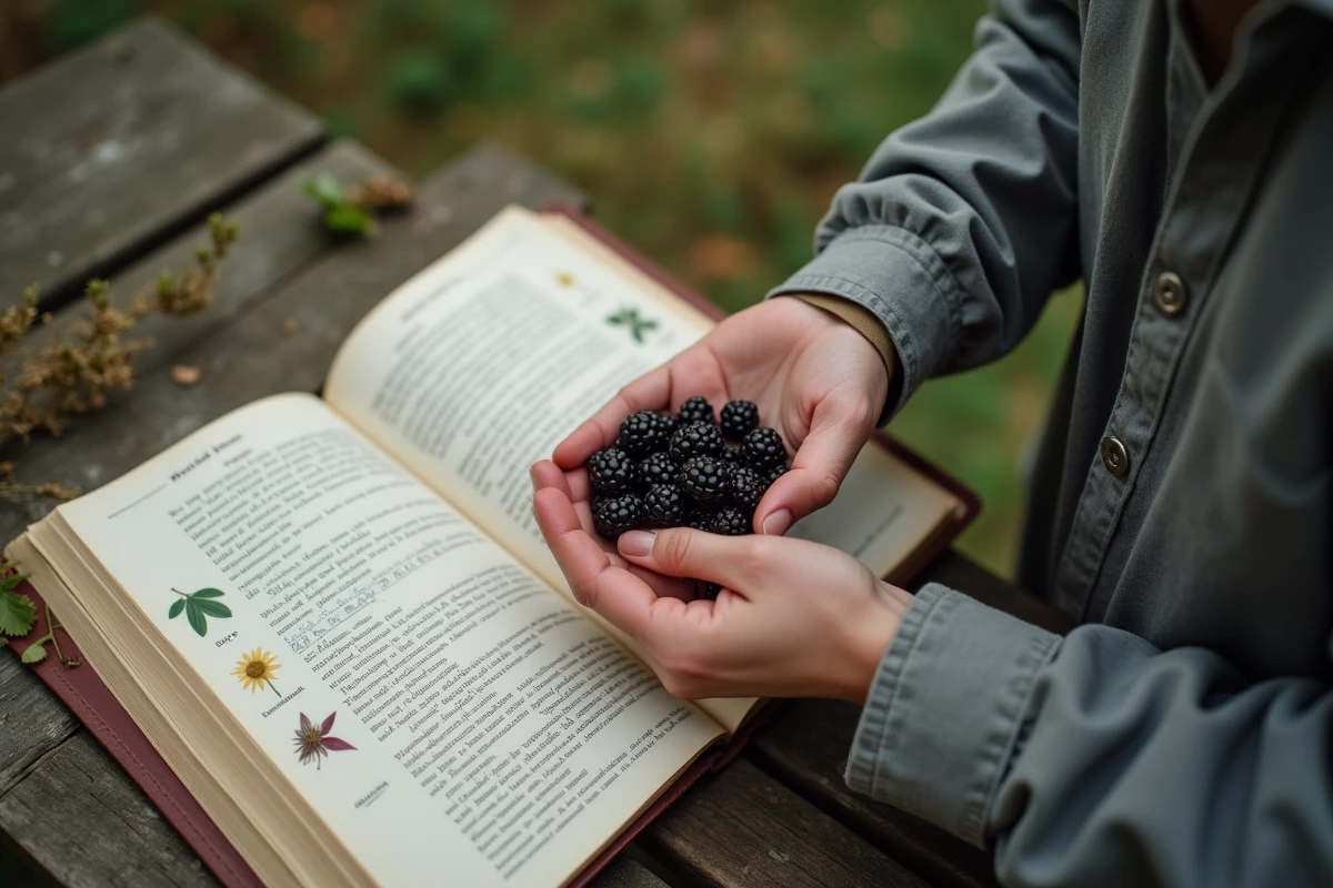 Mains tenant des baies sauvages près d