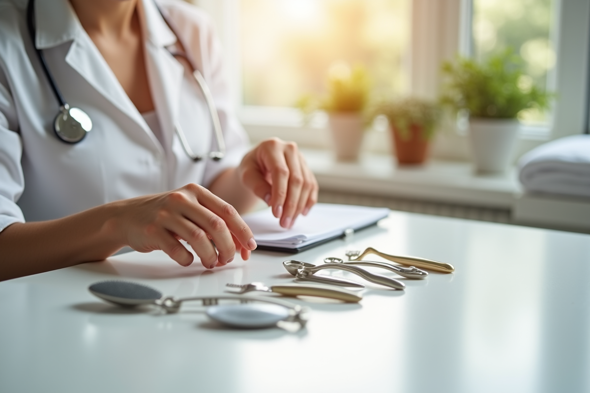 Reflexologue choisissant outils de soin des pieds